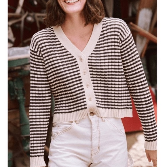 THE GREAT. Sweaters - The Great Mini Stripe Cardigan size 0